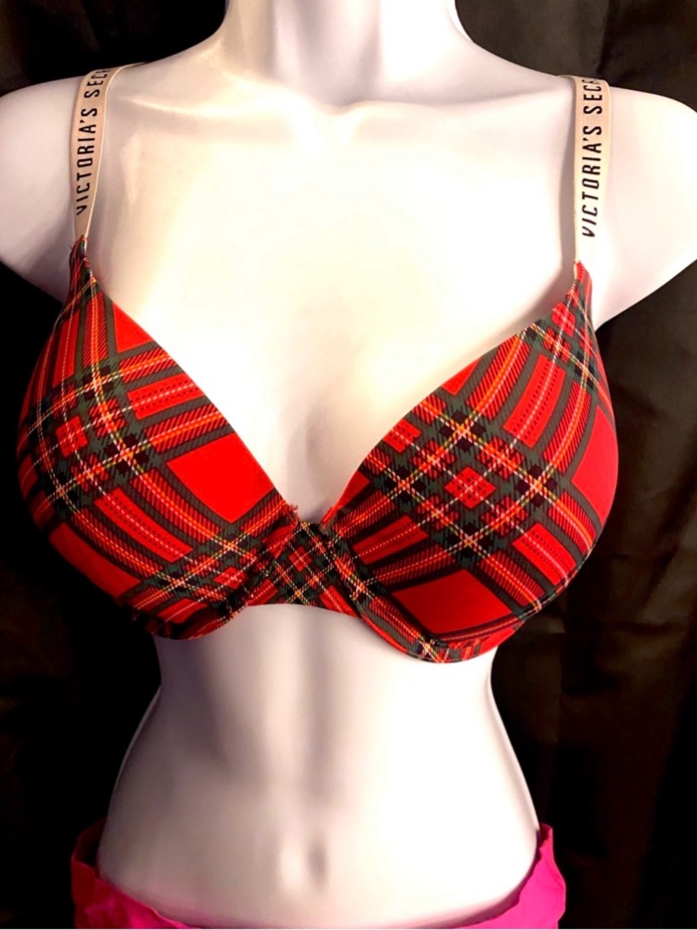 🎄❤️ Victoria’s Secret Red Plaid Lightly Lined Demi Bra | 36D (Fits 38C) ❤️🎄